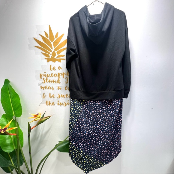 TOPSHOP Hoodie Sweatshirt Hybrid Floral Lace Asymmetrical Hem MIDI Dress Size 4 - Picture 13 of 14